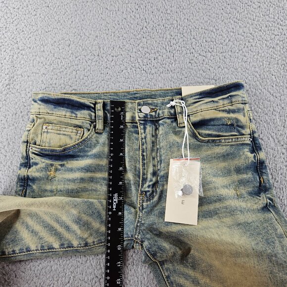 mnml Jeans Mens 31 Blue Skinny Fit Distressed X146 Stretch Denim - Picture 9 of 16